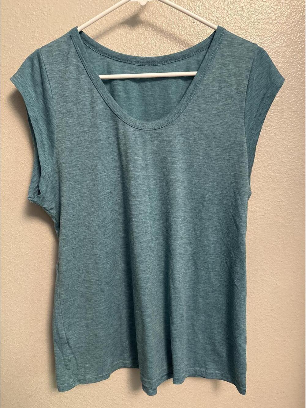 Women's Cap Sleeve Top with Scoop Neck - Size Large